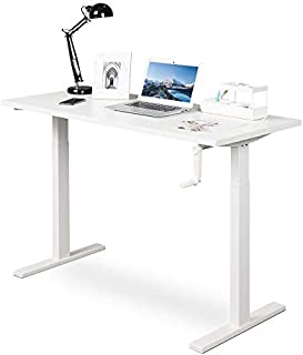 DEVAISE Adjustable Height Standing Desk, 47 inch Sit to Stand Up Desk Workstaion with Crank Handle for Office Home, White