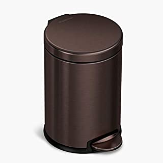 simplehuman 4.5 Liter / 1.2 Gallon Round Bathroom Step Trash Can, Dark Bronze Stainless Steel