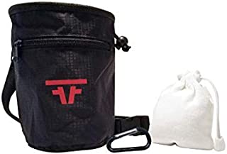 Free Face Gear Chalk Bag for Rock Climbing with Refillable Chalk Ball Included Quick-Clip Belt and Large 2 Zipper Design for Rock Climbing, Lifting, Crossfit, Gymnastics, and Bouldering