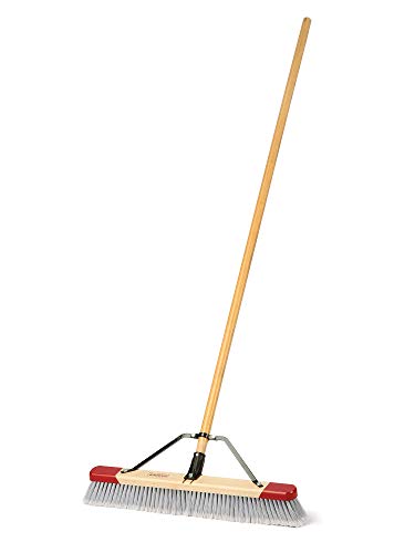 Harper 2224P1 Premium Indoor Smooth-Surface Hardwood 24 in. Push Broom Flagged Bristles, Brown