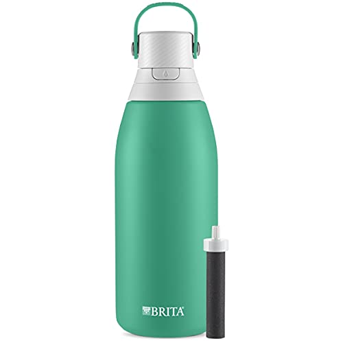 Brita Stainless Steel Water Filter Bottle, Jade, 32 Ounce, 1 Count