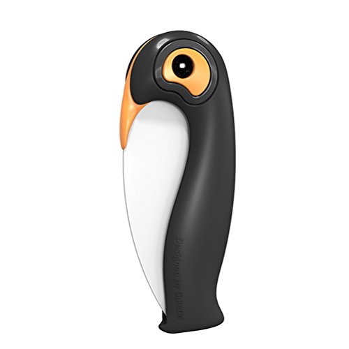 Mini Ceramic Folding Knife ,3.1-Inch White Blade,Unique Penguin Handle,Gift Box (Black)