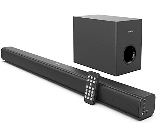 JTWEB 2020 Sound Bar with Subwoofers for TV, Wall Mountable Soundbar, Wireless Bluetooth Audio Speakers,32-in Deep Brass TV Audio Speaker Bar 2.1 Channel - Home Theater Surround Sound Speaker System