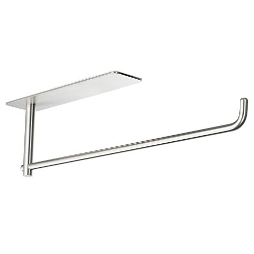 SUNTECH Paper Towel Holder Under Kitchen Cabinet - Self Adhesive Towel Paper Holder Stick on Wall, SUS304 Stainless Steel