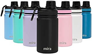 MIRA 12 oz Stainless Steel Water Bottle - Metal Thermos Flask Keeps Cold for 24 Hours, Hot for 12 Hours - Wide Mouth & Double Wall Vacuum Insulated - Black