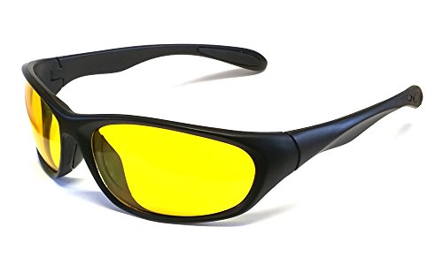 Calabria 2715 Night Driving Sunglasses in Matte Black with Yellow Tint