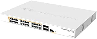 Mikrotik CRS328-24P-4S+RM 24 port Gigabit Ethernet router/switch with four 10Gbps SFP+ ports in 1U rackmount case, Dual Boot and PoE output, 500W