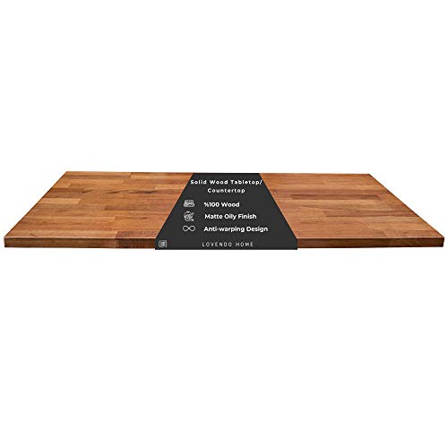 Lovendo Handmade Solid Wood Table Top/Butcher Block Counter Top 45 x 24 inch Thickness 1.18'' with Matte Finish