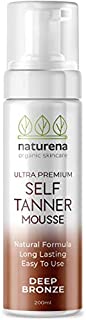 Naturena Self Tanner Tanning Mousse with Organic & Natural Ingredients, Tanning Lotion, Sunless Tanning Lotion for Darker Bronzer Skin, 6.7 Fl Oz