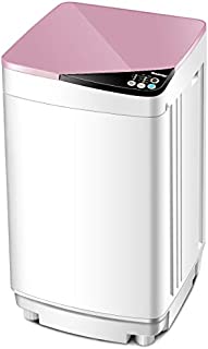 Giantex Full-Automatic Washing Machine Portable Washer and Spin Dryer 7.7 lbs Capacity Compact Laundry Washer with Built-in Barrel Light Drain Pump and Long Hose for Apartments Camping (White & Pink)