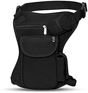 SEALINF Canvas Waist Bag Fanny Pack Racing Drop Leg Bag Motorcycle Outdoor Bag (black)