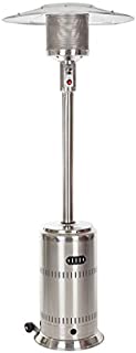 Fire Sense Stainless Steel Commercial Patio Heater with Wheels | Uses 20 Pound Propane Tank | 46,000 BTU Output | Electronic Ignition System | Weighted Base | Portable Outdoor Heat Lamp