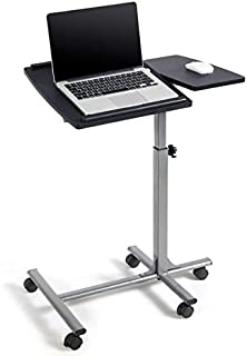 Tangkula Laptop Desk Overbed Table, Mobile Desk Cart, Angle & Height Adjustable Laptop Stand Cart, Computer Desk with Smooth & Lockable Casters, Mobile Lap Workstation Notebook Cart (Black)