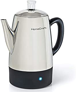 HomeCraft HCPC10SS 10-Cup Stainless Steel Coffee Maker Percolator, Easy-Pour Spout, LED Indicator Light, Keep Warm Function