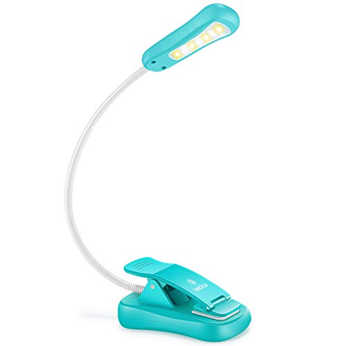 Vekkia/LuminoLite Rechargeable Book Light, 3 Colortemperature × 3 Brightness, Reading Lights for Reading in Bed. Up to 70 Hours Lighting. Perfect Gift for Bookworms, Kids & Travel. (Turquoise)