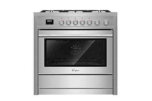 Empava 36 in. Slide-In Gas Range with Convection Oven in Stainless Steel