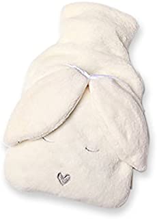 Hot Water Bottle with Cover, Rubber Hot Water Bottle, Hot Water Bag with Cute Knit Cover/Luxurious Cozy Faux Fur Cover (2 Liter/White Rabbit)