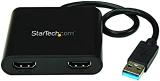 StarTech.com USB 3.0 to Dual HDMI Adapter - 4K 30Hz - External Video & Graphics Card - Dual Monitor Display Adapter - Supports Windows (USB32HD2), Black