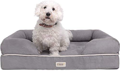 Friends Forever Orthopedic Dog Bed Lounge Sofa Removable Cover 100% Suede Mattress Memory-Foam With Bolster Rim Premium Prestige Edition