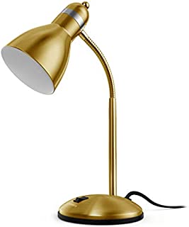 LEPOWER Metal Desk Lamp, Adjustable Goose Neck Table Lamp, Eye-Caring Study Desk Lamps for Bedroom, Study Room and Office (Gold)