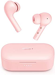 AUKEY True Wireless Earbuds, Bluetooth 5 Headphones with USB C Quick Charge, 10 mm Drivers, 30-Hours Playtime, IPX6 Water-Resistant, Noise Cancelling Mics Earphones for iPhone and Android, Pink