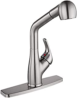 Peppermint Designer Brushed Nickel Pull Down Kitchen Sink Faucet Modern with Pull Out Sprayer Single Lever with Deck Plate