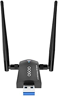 Wireless USB WiFi Adapter, QGOO WiFi Adapter USB 3.0 AC1200 High Gain Dual 5dBi Antennas 802.11ac/a/b/g/n Dual Band 2.42GHz/300Mbps 5.8GHz/867Mbps for PC Windows 10/8/7/Vista/XP, Mac OS 10.9-10.15