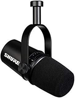 Shure MV7 USB Podcast Microphone for Podcasting, Recording, Live Streaming & Gaming, Built-In Headphone Output, All Metal USB/XLR Dynamic Mic, Voice-Isolating Technology, TeamSpeak Certified - Black