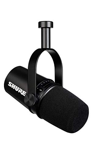 Shure MV7 USB Podcast Microphone for Podcasting, Recording, Live Streaming & Gaming, Built-In Headphone Output, All Metal USB/XLR Dynamic Mic, Voice-Isolating Technology, TeamSpeak Certified - Black