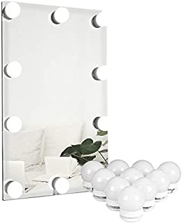 Waneway Vanity Lights for Mirror, DIY Hollywood Lighted Makeup Vanity Mirror with Dimmable Lights, Stick on LED Mirror Light Kit for Vanity Set, Plug in Makeup Light for Bathroom Wall Mirror, 10-Bulb