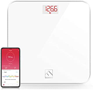 FITINDEX Smart Digital Body Weight Scale, BMI Bathroom Scale with Smartphone App, Step-on Technology, Sturdy Tempered Glass