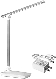 LED Desk Lamp, Eye-Caring Table Lamps,Office Lamp with USB Charging Port, Touch Control Function, USB Powered Lamp,Foldable Portable Lamp for Reading Studying Working,White,Himigo