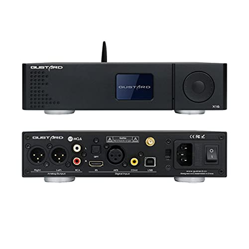 Gustard DAC-X16 MQA USB DAC ES9068AS DAC MQA384kHz DSD512 PCM768kHz Full Balanced Bluetooth 5.0 Desktop Decoder with I2S/AES/Coax/Opt Input (Black)