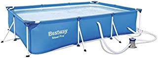 Bestway Steel Pro 9.8ft x 5.6ft x 26in Rectangular Above Ground Swimming Pool Set with 330 GPH Filter Pump