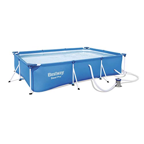 Bestway Steel Pro 9.8ft x 5.6ft x 26in Rectangular Above Ground Swimming Pool Set with 330 GPH Filter Pump