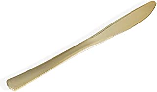 Gold Plastic Knives 50 Pack Dinner Knives, Disposable Cutlery, Heavy Duty Flatware, Plastic Goldware Set for Catering Events, Parties, Dinners, Weddings, Receptions and Everyday Use (50)