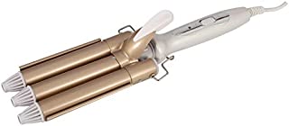 SUSSURRO 3 Barrel Curling Iron Wand for Beachy/Frizz Free Waves Professional Tourmaline Ceramic Fast Heating Hair Curler Two Gear Temp Control, Best Hair Waver Tools for Women (Gold)