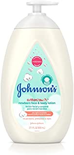 Johnson's CottonTouch Newborn Baby Face and Body Lotion, Hypoallergenic Moisturization for Baby's Skin, Made with Real Cotton, Paraben-Free, Sulfate-Free, Dye-Free, 27.1 fl. oz