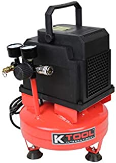 K Tool International Oil Free Pancake Air Compressor; 1-Gallon 1/3 HP, Max 100 PSI, Lightweight 18LB Design; KTI89021