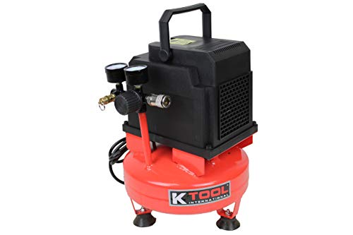 K Tool International Oil Free Pancake Air Compressor; 1-Gallon 1/3 HP, Max 100 PSI, Lightweight 18LB Design; KTI89021