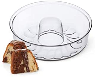 Simax Clear Glass Shallow (4.75) Bundt Cake Pan | Heat, Cold, and Shock Proof, Holds 2.1 Quarts (8.4 Cups), Made in Europe, Great for Ring Cakes, Puddings, Desserts, Monkey Bread, and More