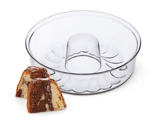 Simax Clear Glass Shallow (4.75) Bundt Cake Pan | Heat, Cold, and Shock Proof, Holds 2.1 Quarts (8.4 Cups), Made in Europe, Great for Ring Cakes, Puddings, Desserts, Monkey Bread, and More