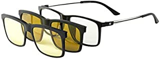 Eagle Eyes 3in1 Magnetic Polarized Sunglasses/Night Driving Clip-on With Computer Lens Base Frame - (Black/Clear)