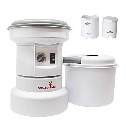 Grain Grinder with Flour Canister, Small Grains and Large Beans Attachment Combo - Flour Milling Machine for Home and Professional Use - Self-cleaning Electric Grain Mill Grinder by WonderMill