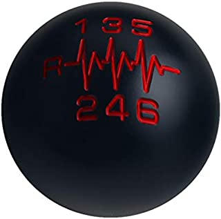 DEWHEL Black/Red Inlay Sphere Manual Shift Knob Short Throw Shifter 6 Speed Heartbeat M10x1.5 M10x1.25 M8x1.25 M12x1.25 Reverse Left