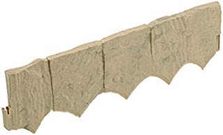 Suncast Flagstone No Dig Border Edging - Natural Flagstone Appearance for Garden, Lawn, and Landscape Edging - Water Resistant Border for Containing Trees, Flower Beds and Walkways - Light Tan Marble