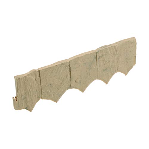 Suncast Flagstone No Dig Border Edging - Natural Flagstone Appearance for Garden, Lawn, and Landscape Edging - Water Resistant Border for Containing Trees, Flower Beds and Walkways - Light Tan Marble