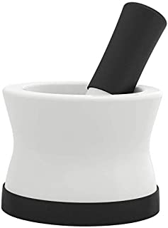 EZ-Grip Silicone & Porcelain Mortar and Pestle With Non-Slip Detachable Silicone Base - NEW DESIGN - Dishwasher Safe by Cooler Kitchen