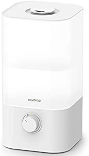 raydrop Cool Mist Humidifier Diffuser, 2.5L Essential Oil Diffuser, Top Fill Humidifier for Bedroom, Home and Office, Baby Humidifier with Adjustable Mist Output, Dial Knob, Auto Shut Off (White)