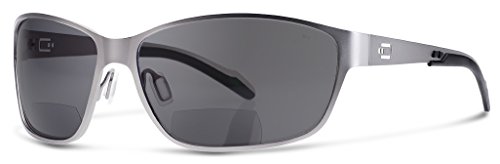 AV1 with Bifocal Readers Sunglasses | Sun Readers Designed for Aviators and Casual Use With Wrap-Around Fit | Made from Materials (Stainless Matted Frame / Smoke Lens, 1.5)